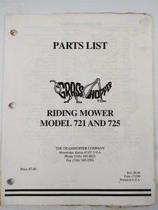 Grasshopper Ersatzteilliste Aufsitzmäher Modell 721 & 725 - Bild 1 von 4