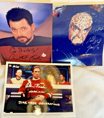 Lote de 3 fotos firmadas de Star Trek Next Generation personalizadas para Mike Foto 1 de 4