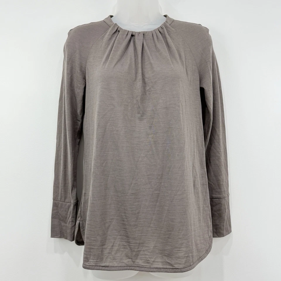 Brunello Cucinelli Top 女式 XS 棕色羊毛丝绸安静豪华意大利制造 — 第 1/4 张图片