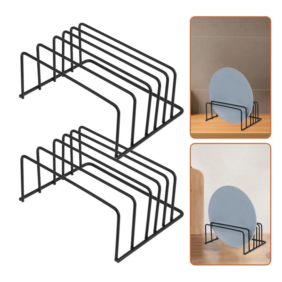  2 PCS Plate Holder Dish Organizer Rack Lid Storage Cabinet Pot and Pan - Image 1 of 4