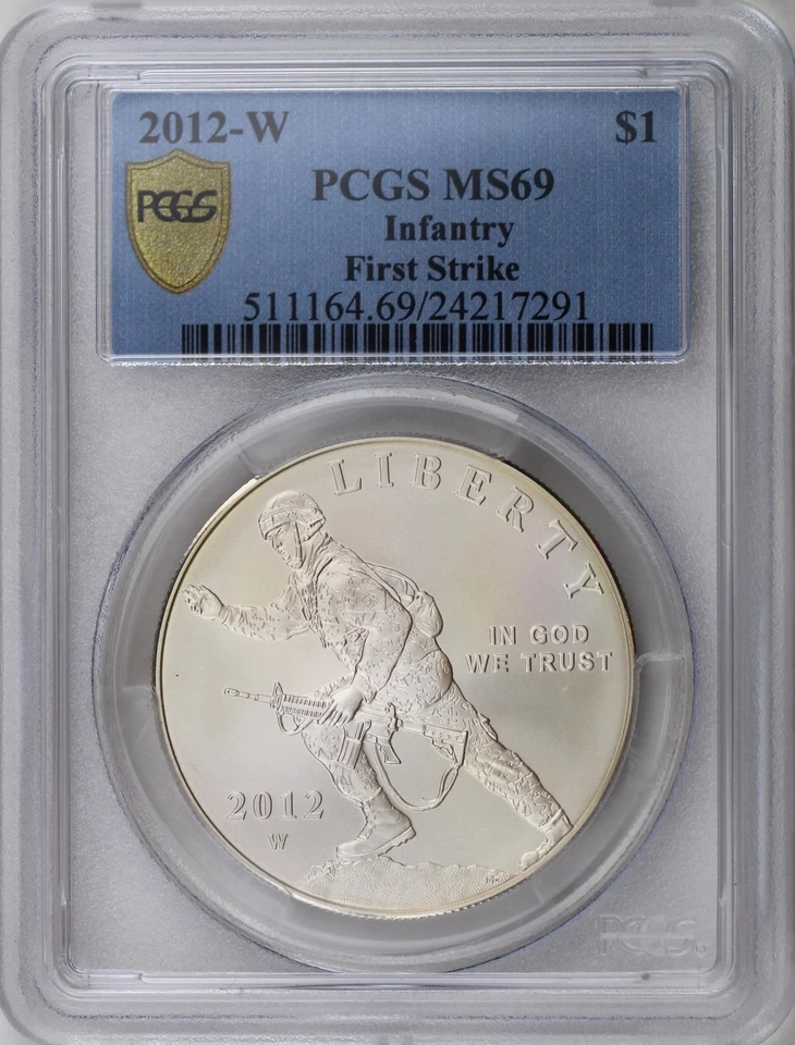 2012-W Infantry Soldier Commemorative Silver Dollar PCGS 1st Strike MS69  - Image 1 of 1