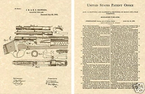 1882 BOLT ACTION REPEATER PATENT Art Print READY TO FRAME!! John Browning Gun - Picture 1 of 1