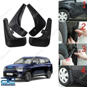 Mud Flap Set of 4 Black For KIA Carens AEs - Picture 1 of 8