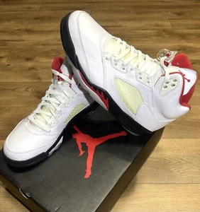 Size 10.5 - 2020 Brand New Air Jordan 5 Fire Red Silver Tongue DA1911-102 - Picture 1 of 6
