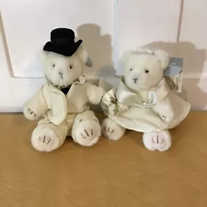 "Oso de peluche de peluche Russ Berrie para novia y novio encaje blanco 7"" animal de peluche de boda" - Imagen 1 de 8