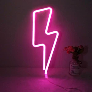 Lightning Neon Sign, Battery or USB Powered LED Night Light for Kids Room, Pink - Picture 1 of 12