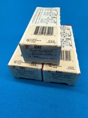 Lot of 3 - Pass & Seymour 5352 Legrand 20A 125V Brown Duplex Receptacle - Image 1 of 4