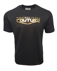 Versace Jeans Couture Mens T-Shirt Black Gold Foil Logo Size XL XXL XXXL 2XL 3XL - Picture 1 of 4