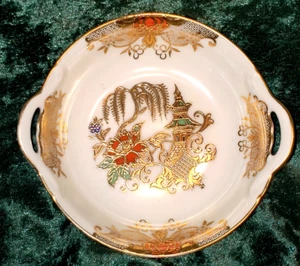 Nippon Noritake handbemalte Pagode Blumen & erhabenes Gold Schmuck Schale 5" - Bild 1 von 4