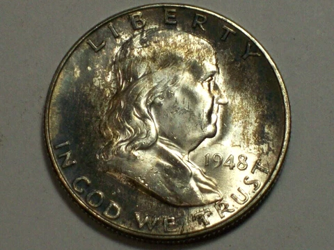 1948-D Franklin Half Dollar     Near Gem BU       SN4294 Cover