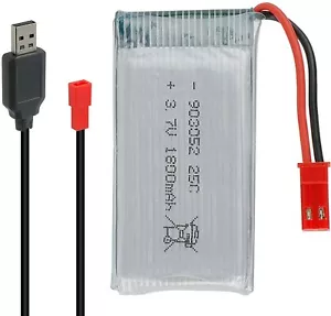 1800mah 3,7V 25C 1S Lipo Akku JST Stecker mit USB Ladegerät für RC Drohne Auto - Bild 1 von 7