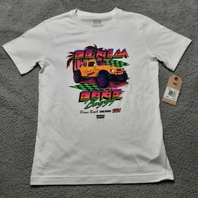 Levi’s Denim Buggy Pisma Beach Sand Dunes Graphic T Shirt White Medium Boys - Image 1 of 4