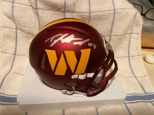 Taylor Heinicke Commanders Signed Mini Helmet Silver - Picture 1 of 3