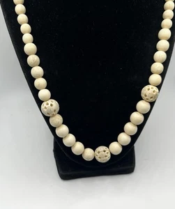 Vintage Carved Bovine Bone Beaded Necklace - Picture 1 of 3