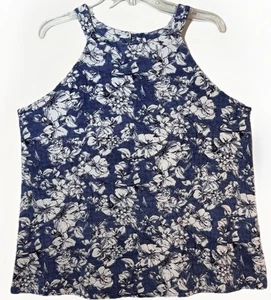 Fortune+Ivy Women's Blue White Textured Sleeveless Tank Top Size L Designer - Picture 1 of 6