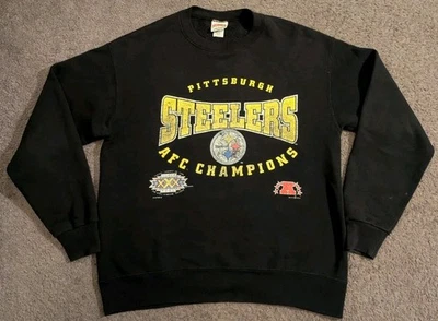 Vintage Nutmeg Pittsburgh Steelers 1995 AFC Champions Crew Neck Sweatshirt Men's - Image 1 of 4