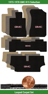 Juego de alfombrillas clásicas personalizadas para '73-78 GMC K15 Suburban con logotipo (4 piezas) #O0L Foto 1 de 4