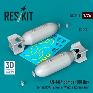 AN-M64 bombs (500lbs) for all USAF & RAF of WW2 & Korean War 2pcs 1:24 RS24-0012 - Picture 1 of 3