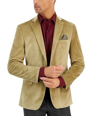 Alfani Mens Slim-Fit Velvet Tan Jacket Sport Coat 38 S NEW TSAA1QSY0006 - Image 1 of 2