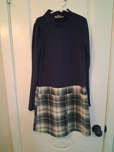 Knitworks Girls Blue And Green Plaid Turtle Neck 14 Dress - Picture 1 of 4