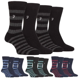4 Pack Mens Soft Breathable Bamboo Striped Boot Socks - Picture 1 of 10