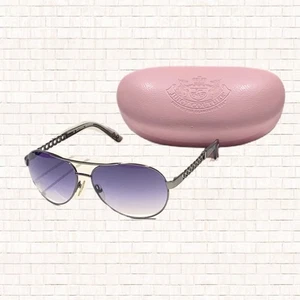 Gafas de sol Juicy Couture Designer Aviador púrpura pistola metal plata con estuche OBO - Imagen 1 de 10