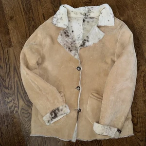 Vakko Spanish Lamb Shearling Wendejacke Damen Med Mantel Vintage Fell - Bild 1 von 3