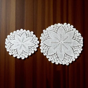 Set of 2 Handmade Crochet Doilies – Vintage Style Decorative Lace Table Doily - Picture 1 of 8