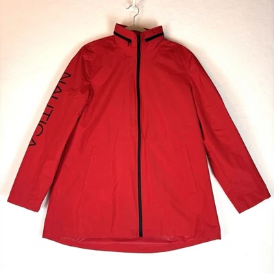Abrigo Chaqueta Mujer Nautica Rojo XL Resistente al Agua Cintura Ajustable Capucha Oculta Foto 1 de 4