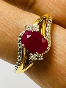 Anillo de plata 925 oro 10K genuino rubí rojo piedra de nacimiento de julio en plata de ley - Imagen 1 de 6