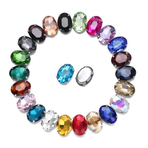10 piezas Coser Cristal Ovalado Costura Garra Plana Taza Estrás Cuentas Hágalo usted mismo Joyería - Imagen 1 de 26