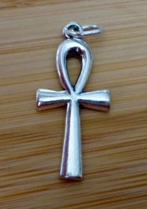 Sterling Silver Medium 26x12 mm Egyptian Symbol Ankh Cross Charm - Picture 1 of 2
