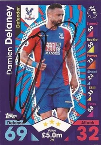 Tarjeta coleccionable Match Attax 2016/2017 Crystal Palace firmada por Damien Delaney + certificado de autenticidad - Imagen 1 de 1