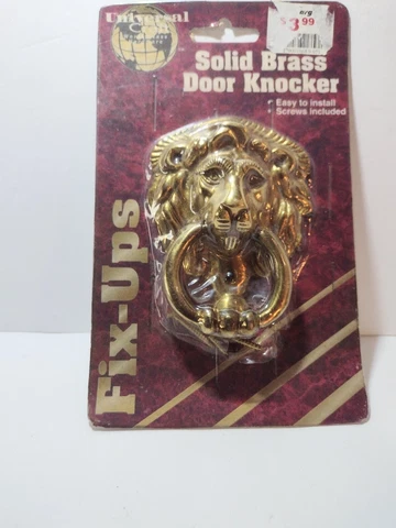 Vintage Solid Brass Universal Craft Lion Head Door Knockers 4" Polished New Cover