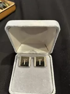 Vintage Gold Engraved Monogrammed Cufflinks “T” - Picture 1 of 5