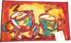 Bedruckter Teppich (rutschfeste Rückseite) (18" x 30") 2 BUNTE KAFFEETASSEN, Rechteck von KH - Bild 1 von 21