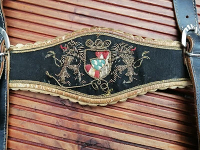 Uralter Goldbestickter Bayerischer Lederhosenträger Antik Bayernwappen - Bild 1 von 4