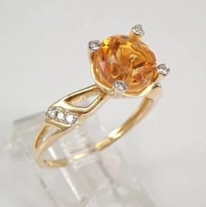 2.25Ct Round Cut Simulated Yellow Citrine Wedding Ring In 14k Yellow Gold Plated - Picture 1 of 6