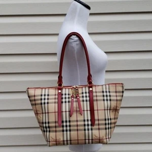 WOMEN'S BURBERRY HAYMARKET CHECK SALISBURY TOTE SHOULDER BAG - Picture 1 of 16