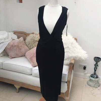 Kookai Silky Black Sleeveless Crossover Front Black Dress Size1 France - Image 1 of 4