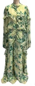 ASOS Curve Green Floral Print Ruched Bodice Button Up Maxi Dress Size 24 - Picture 1 of 2