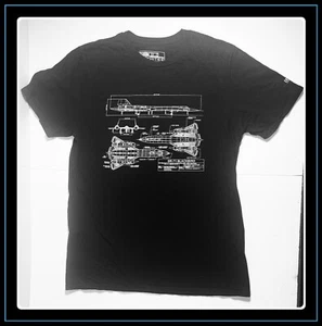 SR-71 Blackbird T-Shirt Spy Plane US Aircraft Blueprint Poster Cosmosphere MED - Bild 1 von 19