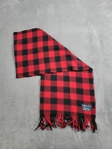 Polo Ralph Lauren Scarf Lambswool Buffalo Plaid Red Black Fringe Pony 58x12" - Picture 1 of 7
