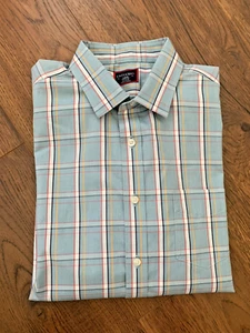 NWOT UNTUCKIT Men's LARGE Regular Fit Blue Plaid Button Down Long Sleeve Shirt - Picture 1 of 13
