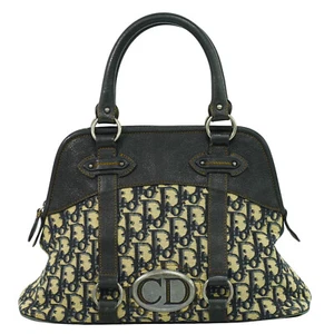 Bolso de mano Christian Dior Trotter de lona de cuero azul marino plateado - Imagen 1 de 10