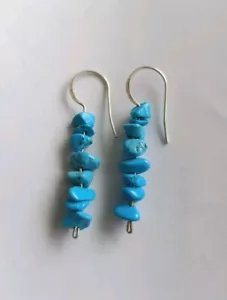 Blue Turquoise drop dangle earrings handmade in Australia - Picture 1 of 6