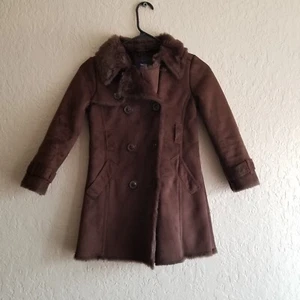 Gap Kids Girls Coat Brown Faux Fur Lined Size small (6-7) - Picture 1 of 8