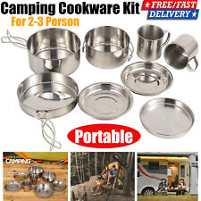 8Pcs Camping Cookware Portable Outdoor Picnic Hiking Cooking Equipment Pan Pot