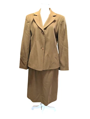 Traje Harve Benard Marrón Mujer 65% Lana 2 Piezas Chaqueta Falda Forrada Rusia Talla 14 Foto 1 de 4