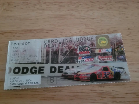 Nascar 2004 Darlington Raceway Dodge Dealers 400 Ticket Stub Jimmie Johnson Win Cover